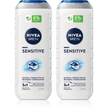 NIVEA MEN Sensitive gel de dus pentru corp si par ambalaj economic - imagine 2